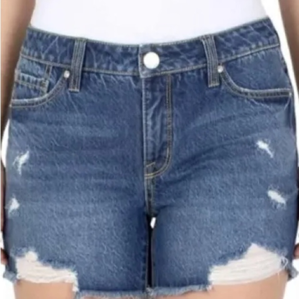EUC like new! Seven7 Weekend Short Denim Blue Shorts Distressed Cotton Womens 16